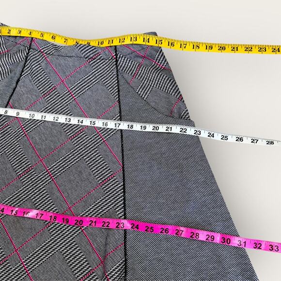 Cato Plaid Knit Maxi Flare Skirt Size M Gray Pink Ponte Stretchy High Low Pullon - Picture 11 of 13